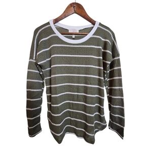 $5  Ella Mora Womens Top Essential Waffel Knit Green White XS